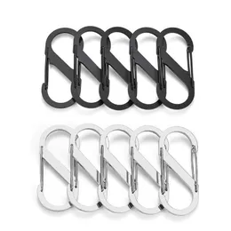 5 PCSCARABINERS 5st/Lot Rostfritt stål S Typ Carabiner med låsnyckelkrok Krok Backsäck Buckle Anti-Poft Outdoor Buckle Key-Lock Tool P230420