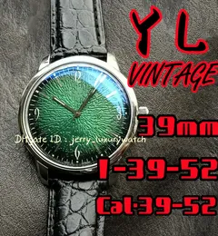 YL 1-39-52 Vintage Luxury Men's Watch Cal.39-52 Anpassad helautomatisk mekanisk rörelse, 39mm, Super Glow-in-Dark, Calfskin Strap