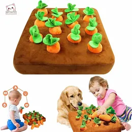 Giocattoli per cani Peluche Carota Tappetini giocattolo Innovativo peluche Campo di verdure Tirare Ravanello Peluche Carota Giocattolo da masticare per cani Giocattolo interattivo per cani Gatti