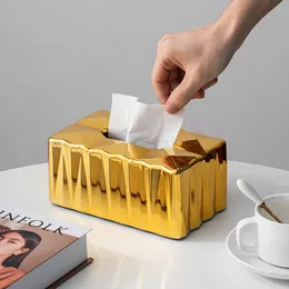 Organisation Creative Gold Servikelhållare Tissue Box Holder Tissue Boxes Tissue Case Serviklådan Art Craft Home Decor Hotel Desktop Ornament