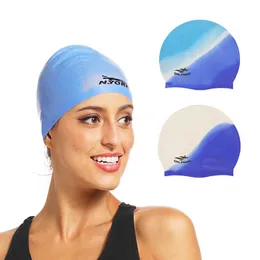 Swimming caps 2021 Silicone Swimming Cap Adults Waterproof Summer Swim Pool Cap Elastic Protect Ears Long Hair Colorful Diving Hat J230502