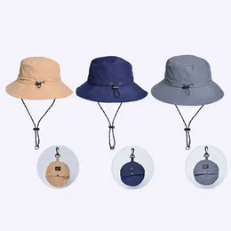 야외 모자 여성을위한 새로운 여름 버킷 모자 남성 남성 야외 낚시 하이킹 파나마 일몰 모자 UV 보호 UPF 50 태양 모자 대형 챙서 방수 J230502