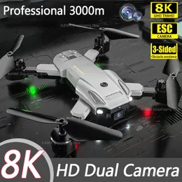 Drönare 8K 5G GPS HD Drone Professional Dual Camera WiFi FPV Hinder Undvikande Folding Quadcopter Optical Flow Distance 3000M Toy 230503