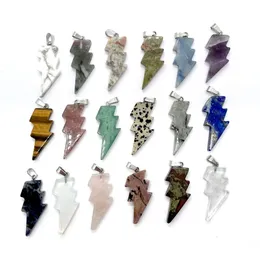 Charms Natural Stone Lightning Shape Pendant Reiki Healing Quartz Crystal Pendants For Necklaces Jewelry Making Drop Delivery Findin Dhi9Q