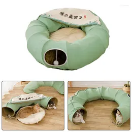 Kattbäddar Tunnelhus med avtagbar kudde Collapsible Cats Bed Interactive Ball Kitten Nest Crossing Tube Toy för små hundar