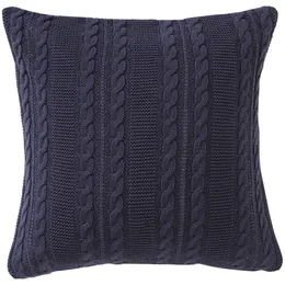 Dublin Cable Knit Square Decorative Pillow, 18 x 18, Marinha