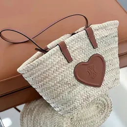 TRIOMPHE klasyczna torebka koszowa Raffia damska męska kopertówka w kształcie serca duża torebka projektant Crossbody luksusowa torba plażowa splot słomy zielona torebka torba na ramię