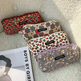 化粧品バッグケースCorduroy Floral Travel Cosmetic Lipstick Storage Bag Kawaii Women Makeup HandbagsオーガナイザーウォレットポーチペンシルケースバッグZ0504