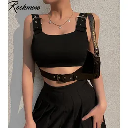 Tops rockmore punkowy pasek z czołgiem damski bez rękawów bez rękawów cami crop crop top 90s Streetwear Bustier gorset gotycki seksowna kamizelka klubowa