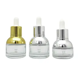 Flacone contagocce in vetro da 30 ml Flacone per olio essenziale in argento dorato Bottiglie cosmetiche vuote portatili da viaggio
