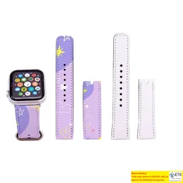 DIY Sublimation Straps White Blank Party Replacement Band for iWatch Leather Watch Band Portable Adjustable Christmas Gift