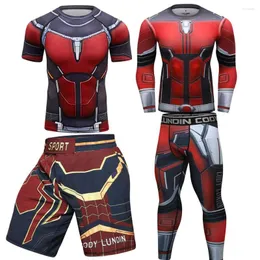 Erkekler Trailtits Muay Thai şort MMA Rashguard T-Shirts Pantolon BJJ GI Boks Giysileri Kickboks Spor Giyim Setleri Boxeo Spor Kıyafetleri