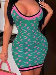 Casual Dresses LW Summer Dress Moon Print Bodycon Cami Boho Stretchy Sleeveless Sheath Sexy Cleavage Body-shaping Solid Female Vestidos T230504