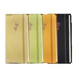 ノートパッドJourmore Rose Gold Foil Flower Linen Cover 160GSM明るい白い紙点線4.33*8.25 '' Slim Traveler Notebook Journal 230504