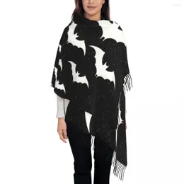 Schals Damen große Fledermäuse in der Nacht Frauen Winter Herbst dick warm Quaste Schal Wrap Halloween Goth okkulte Hexe Schal