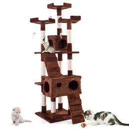 67時間のマルチレベルのツリータワー、ひっかいポスト付きの子猫のコンドミニアムハウス、茶色