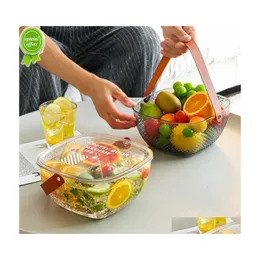Förvaringslådor fack 2023 Fruktkorg med lock Portable Ice Bucket Inssnack Biscuit Candy Holder Box Kylskåpsorganisatör Container Kit Dhpjy
