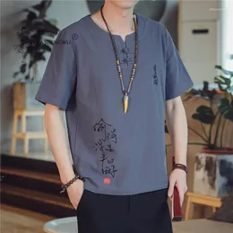 Ethnic Clothing Kimono Japanese Men Printed Short-Sleeved T-shirts Embroidered Clothes Japan Harajuku Short Shirt Yukata Haori Cardigan