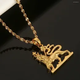 Pendant Necklaces Ethiopia Gold Color Lion Necklace For Women Men Fashion Chain Jewelry