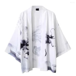 Etniska kläder Mens och Womens Cloak Kimono Jacke Japanese Asian Yukata Five Point Sleeves Top Traditional Orient Cardigan Blus