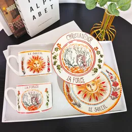 Tazze di piattini tarocchi star solare caffè e piastre di stoviglie creative tazze all'ingrosso per accessori da cucina da tè