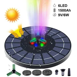 Pompki 9 V/4/6W Solar Water Fontanna 360 Rotacja Dysza RGB Światła RGB Floating Waterfall Fountain Bird Bath Dekoracja na zewnątrz