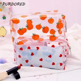 Cosmetic Bags Cases PURDORED 1 Pc Girl Clear Cosmetic Bag PVC Transparent Makeup Bag for Women Waterproof Zipper Beauty Case Travel Toiletry Bags Z0504