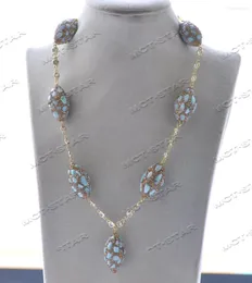 Подвесные ожерелья Z12343 22 '' 30 мм синий аквамариновый детрит все CZ Chettle Chee Collece