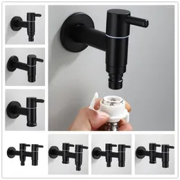 Bathroom Sink Faucets G1 / 2 European Style Black Matte Lengthen Washing Machine Faucet 304 Stainless Steel Wall Mounted Wash Basin Tap Mop