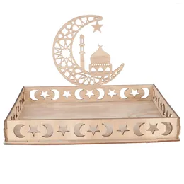 Dinnerware Sets Eid Tray Utensil Islamic Table Ornament Snack Mubarak Gift Muslim Ornaments Wooden Ramadan Wood Sign