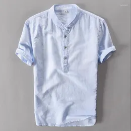 Mäns casual skjortor sommar kort ärm skjorta män linne kläder mode bomull varumärke mens roupas m-3xl camisa masculina
