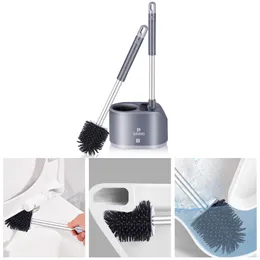 تنظيف فرش ناعمة TPR Silicone Head Evalet Brush with Holder Black Wall Detachable Cleaner Cleaner WC Excessories 230504