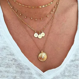 Pendanthalsband Bohemian Fashion Retro Coin Halsband Kvinnlig flerskikt Geometrisk kedja Choker 2023 Trendsmycken gåva