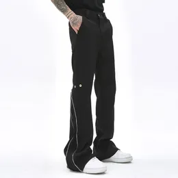 Pantaloni alla caviglia con cerniera e bottoni tinta unita pantaloni sportivi da uomo retrò tasche dritte Harajuku pantaloni larghi casual streetwear oversize