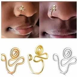 Arame de cobre em espiral anéis de nariz de piercing falso
