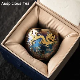 Teaware Tianmu Glaze Kiln Seven Color Peacock Tea Bowl 소유자 찻잔 모자 싱글 컵 Jianzhan Meditation Cup Kung Fu Cup 선물 포장