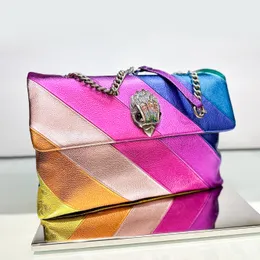 Moda luksus londyński projektant Kurt Geiger Rainbow Bag Oryginalne skórzane damskie damskie paski męskie torba rąk TOTE TOTE Crossbody łańcuch Cool Girl Sacoche Pink Clutch torebki