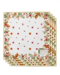 Tischservietten 4 Stück Blätter Sommer Herbst Quadratische Servietten 50 cm Party Hochzeit Dekoration Stoff Küche Abendessen Servieren