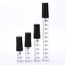 2/3/5/10ml黒い空のガラス香水ボトルスケール香水アトマイザーポータブルトラベルスプレー再装備可能なボトル