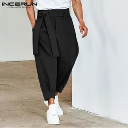 سروال الرجال Incerun Men Fashion Solid Pants الرباط غير الرسمي الحريم بنطلون شينومن الساق الواسعة الساق الساق الواسعة S-5XL 7 230504