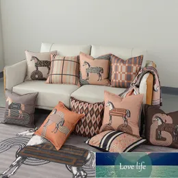 All-match Pillowcase Light Luxury Single-Sided Printed Square Pillow Pop Horse Super Soft Velvet Texture Sofa Decoration without Pillows Core