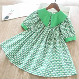 Flickklänningar 2023 Summer Toddler Baby Girls Geometric Print Dress Children Clothing Wholesale