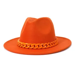 Cappelli a tesa larga Cappello di lana semplice Collana da donna Fedora Autunno e inverno Matrimonio Panama da uomo a tesa larga