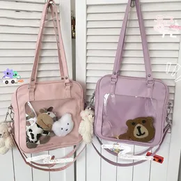Evening Bags Japanese Style Crossbody Bag For Women Cute Square Handbag JK Shoulder Student Schoolbag Transparent Messenger