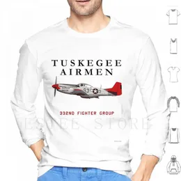 Erkek Hoodies Kırmızı Kuyruk P-51 Uzun Kollu Tuskegee Airmen Fighter P 51d 51 Pilot İkinci Dünya Savaşı 332. 332D