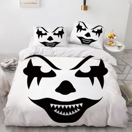 Sängkläder sätter svartvitt grimaschäck täckt tecknad torrad spöke för barn pojkar gåvor sovrum dekoration polyester täcke