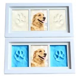 Toys Pet Thekeake Kit Pawprint Paw Print Frame Kit مع إطار صور خشبي وعفن الطين للكلاب أو القطط