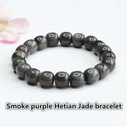 Strand Natural Hetian Jade Bracelet Smokey Violet Barrel Beads as Right Rain Factory Sales Direct