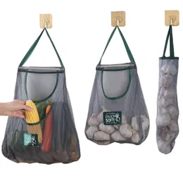 Inne organizacja do przechowywania kuchni wielokrotnego użytku wisząca wisząca siatkowa torba do przechowywania owoców i warzyw do przechowywania do imbiru ziemniaków czosnkowych cebula 230503