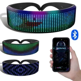 Other Festive Party Supplies Prop For Bar Festival Performance LED Futuristic Eyewear Electronic Light Up Visor Bluetooth Luminous Glasses l230504
